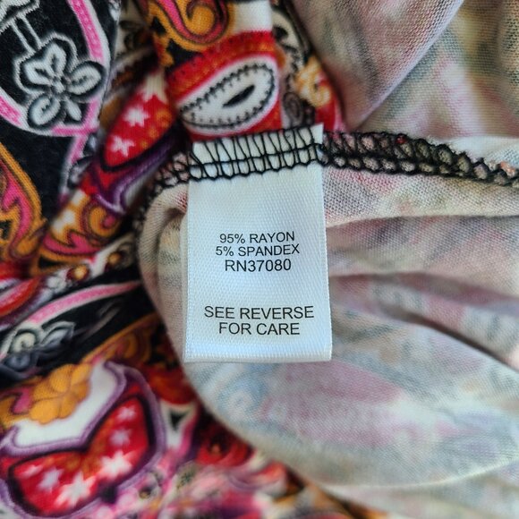 Cato A-line Midi Skirt 14/16W Jersey Boho Multicolor Casual Red Pink Pull On - Picture 5 of 9